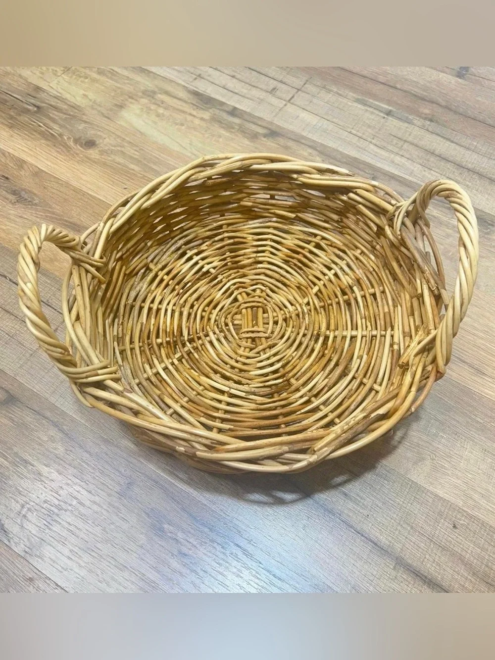 12” Round Coffee Table Basket with Handles  Home Decor